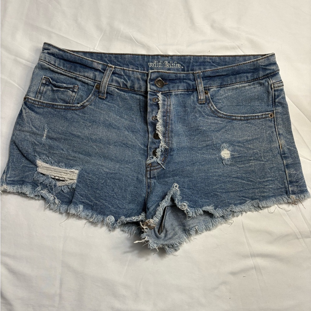 Wild Fable Blue Distressed Denim Shorts HighRise Size 14